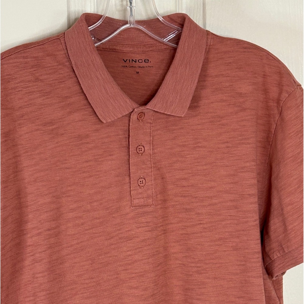 Vince‎ Mens Polo Shirt Medium M Mauve Pink Cotton Casual Short Sleeve